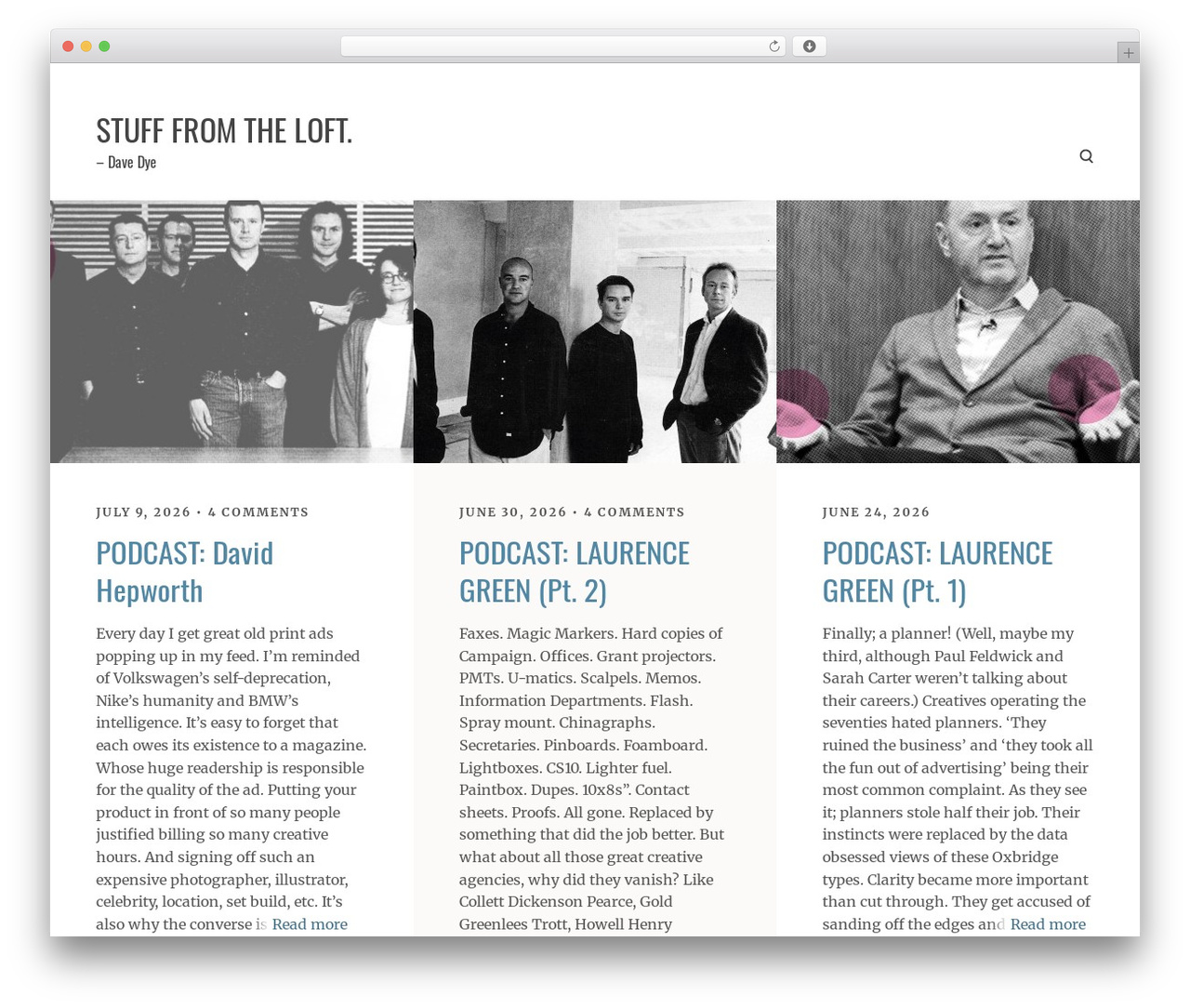 Bindery WordPress page theme - davedye.com Bindery WordPress page theme - davedye.com