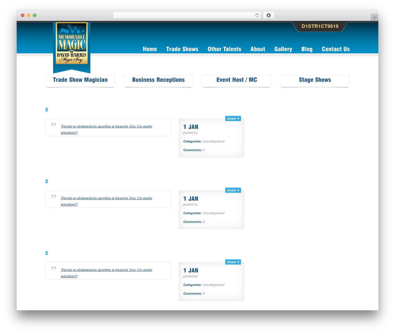 Halfscreen theme WordPress - davidharrismagic.com Halfscreen theme WordPress - davidharrismagic.com