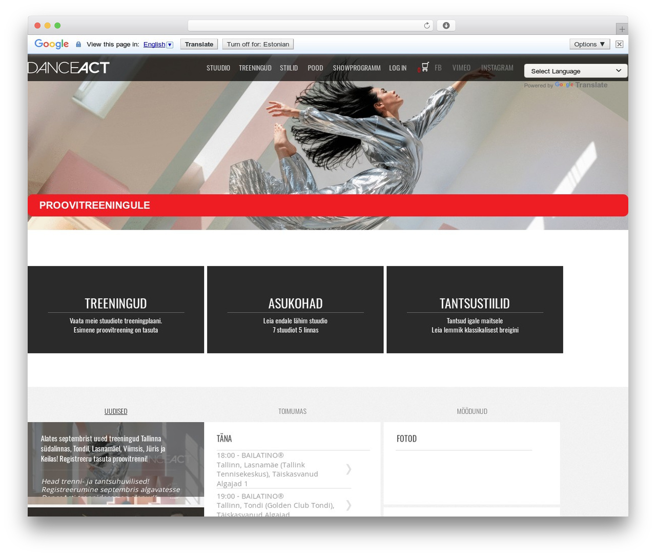 WP theme Danceact - danceact.ee