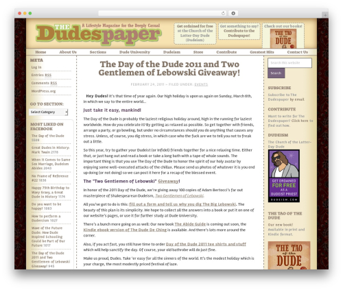 Meta Widget Customizer (meta-widget-customizer) free WordPress plugin - dudespaper.com/the-day-of-the-dude-2011-and-two-gentlemen-of-lebowski-giveaway.html Meta Widget Customizer (meta-widget-customizer) free WordPress plugin - dudespaper.com/the-day-of-the-dude-2011-and-two-gentlemen-of-lebowski-giveaway.html