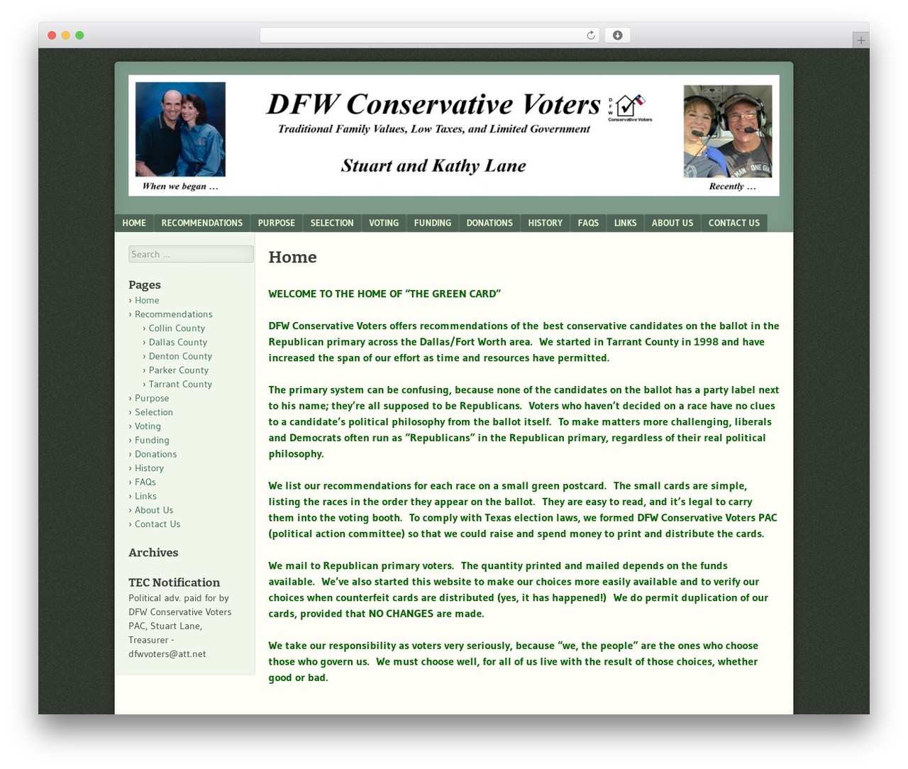 F2 WordPress page theme - dfwconservativevoters.net