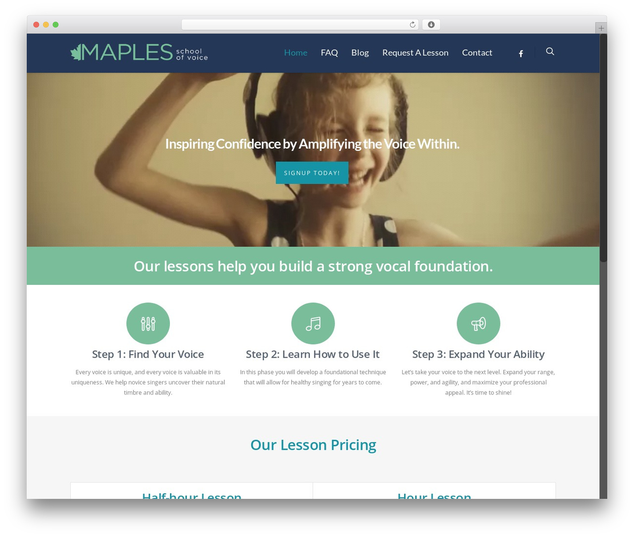 Salient WordPress theme - denvervoicelesson.com