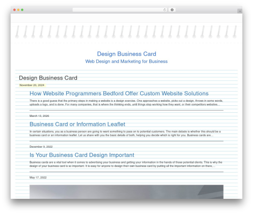 Spiral Notebook top WordPress theme - designbusinesscard.co.uk