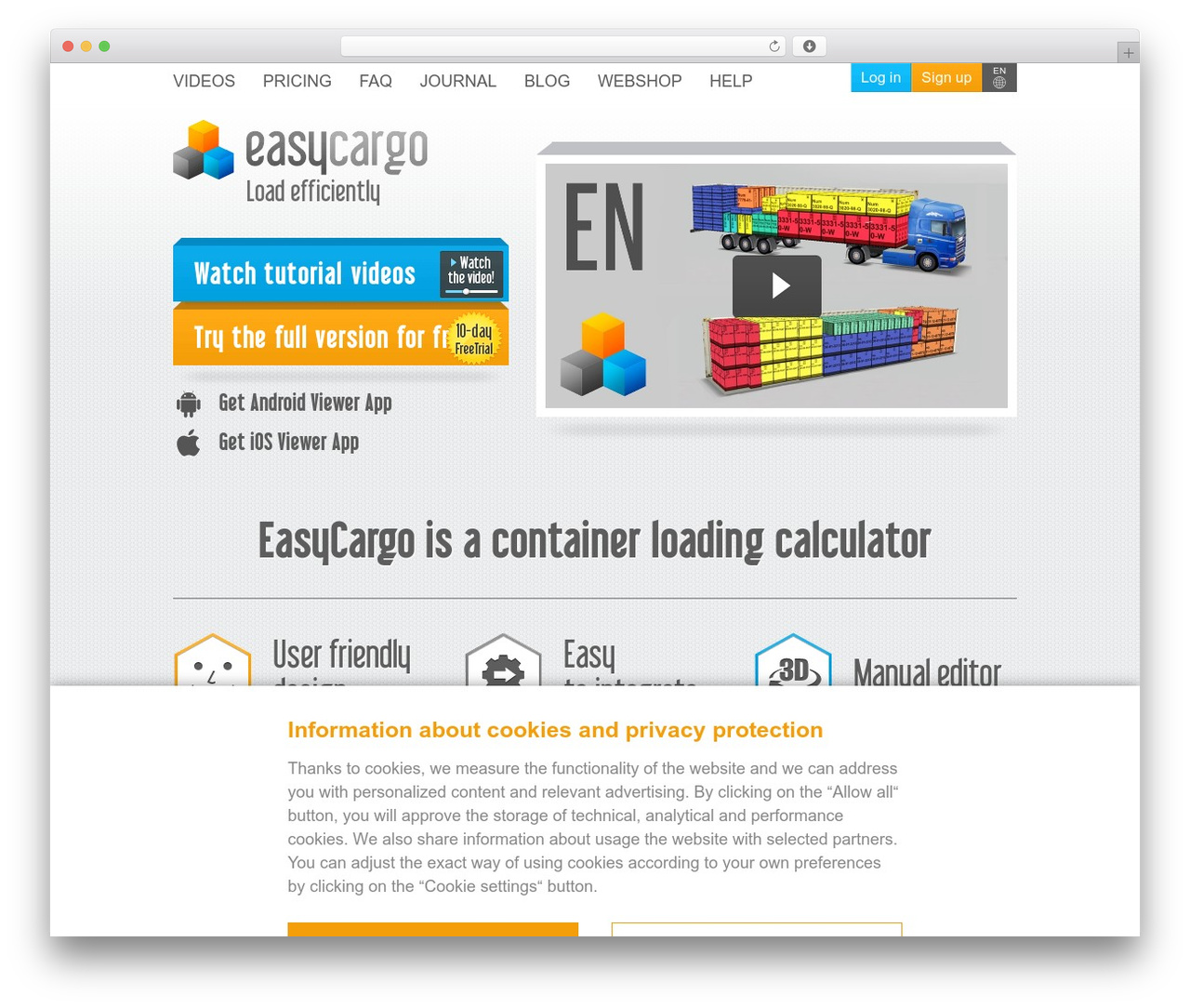WordPress theme EasyCargo3D.com - container-loading.com