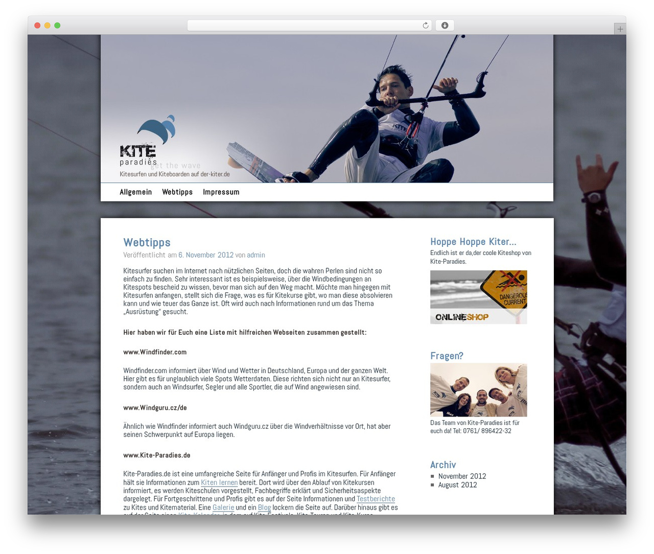 WordPress theme landing - der-kiter.de WordPress theme landing - der-kiter.de