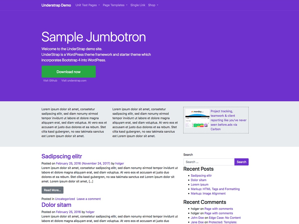 WordPress theme UnderStrap
