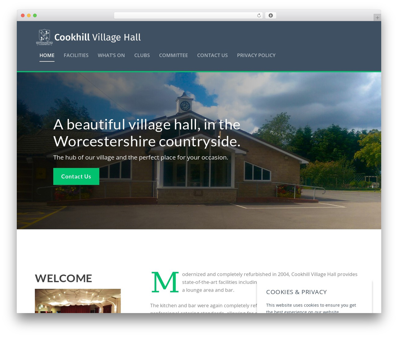 Extra WordPress website theme - cookhillvillagehall.co.uk
