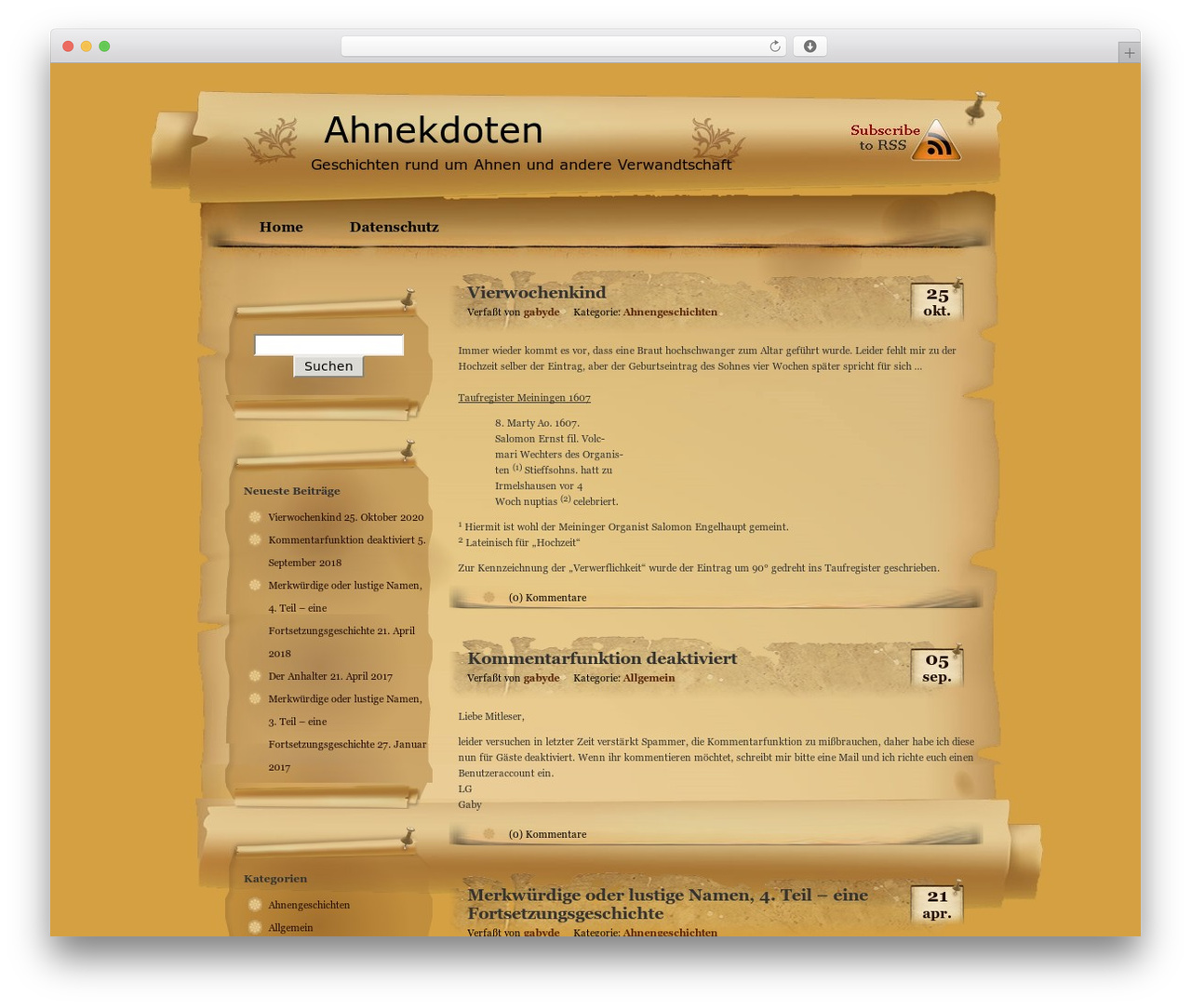 The Scroll theme WordPress - ahnekdoten.de