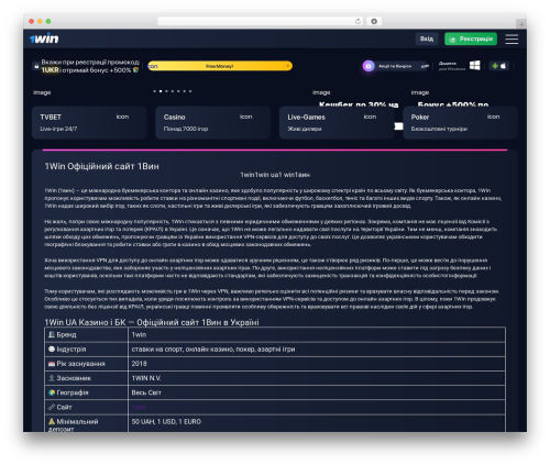 1win theme WordPress theme - 1win.in.ua