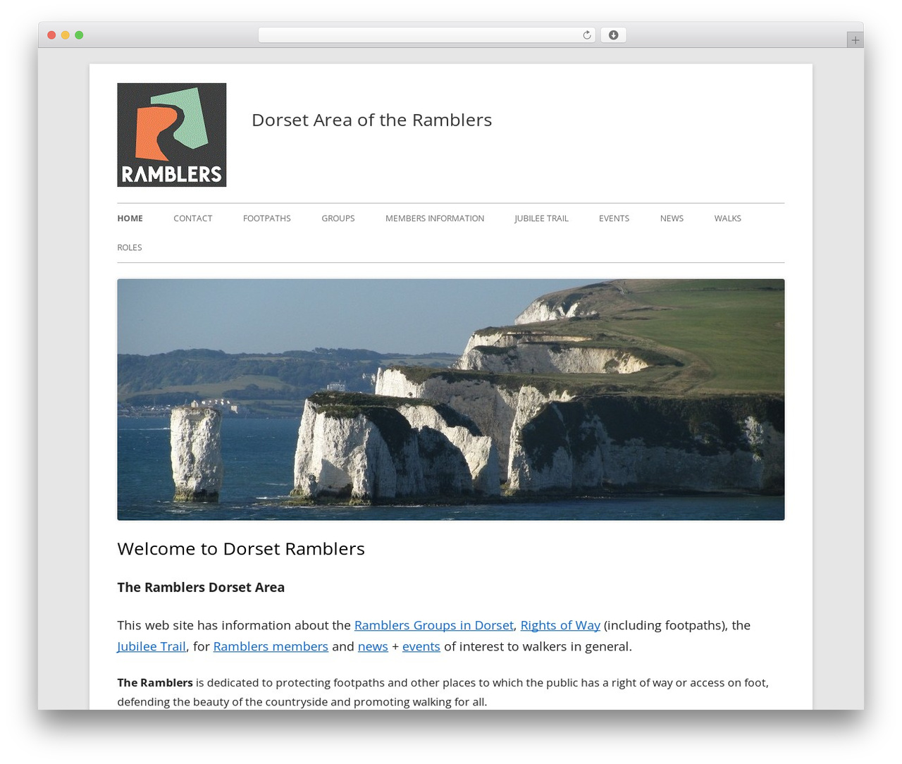 Tiny Framework WordPress theme - dorset-ramblers.org.uk