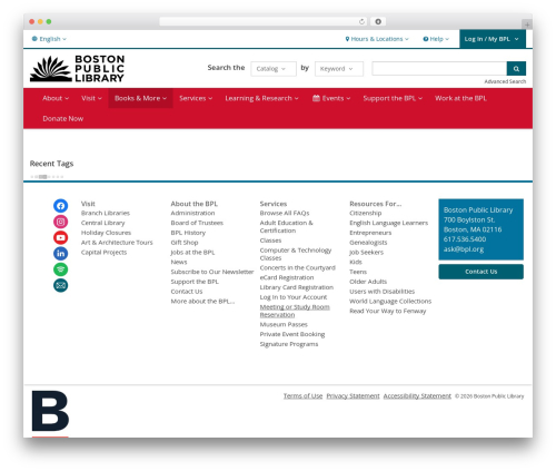 BiblioWeb theme WordPress - bpl.bibliocommons.com
