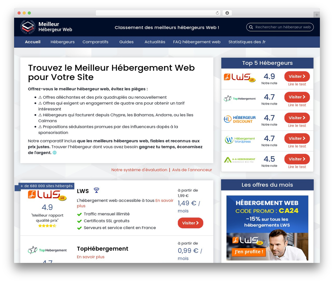 WordPress theme Comparator Bootstrap Theme - meilleurhebergeurweb.net