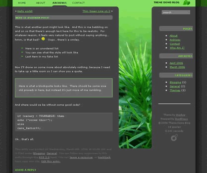 WordPress theme Greenery by Steve Mooradian