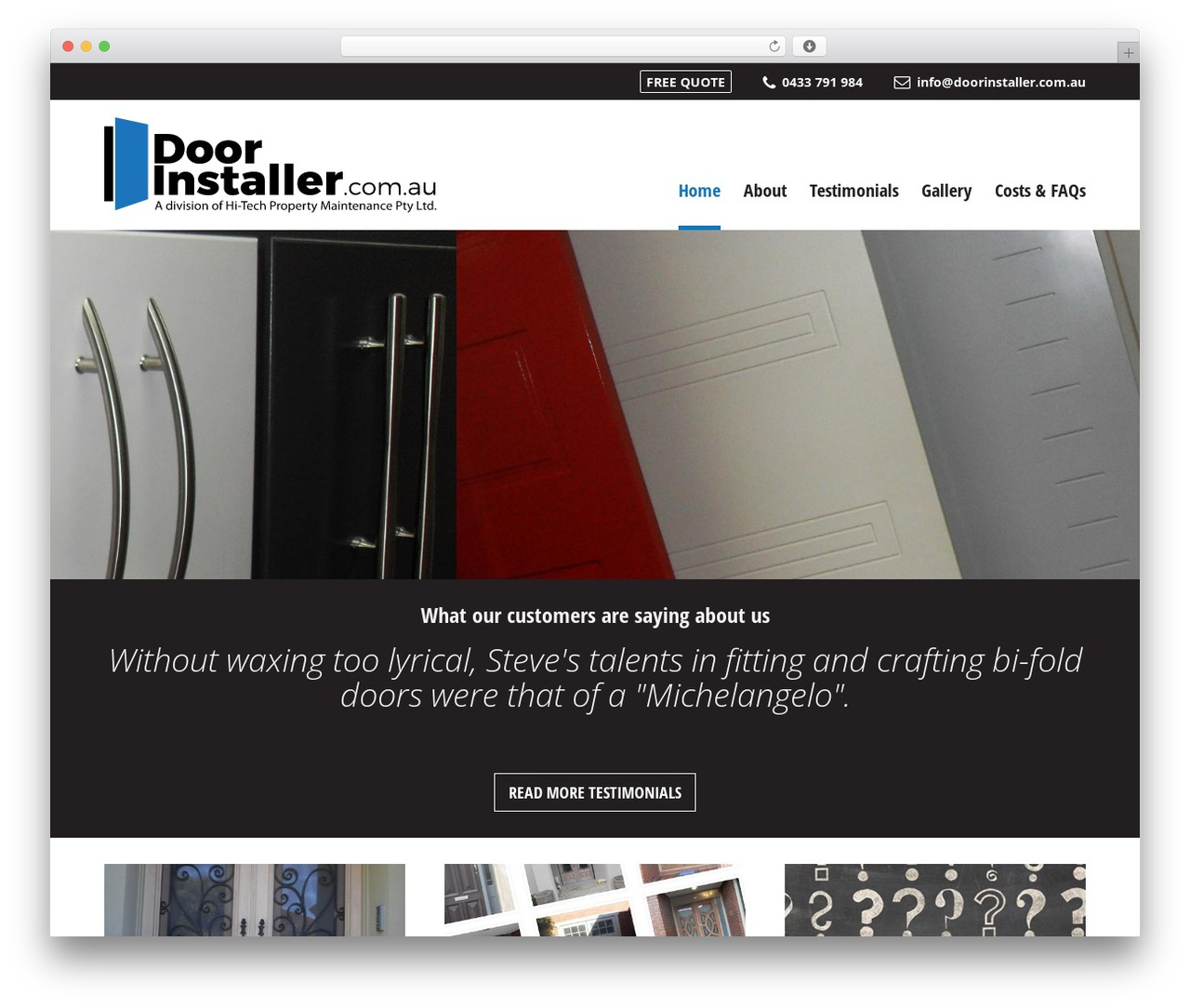 Door Installer Custom Theme WordPress theme - doorinstaller.com.au