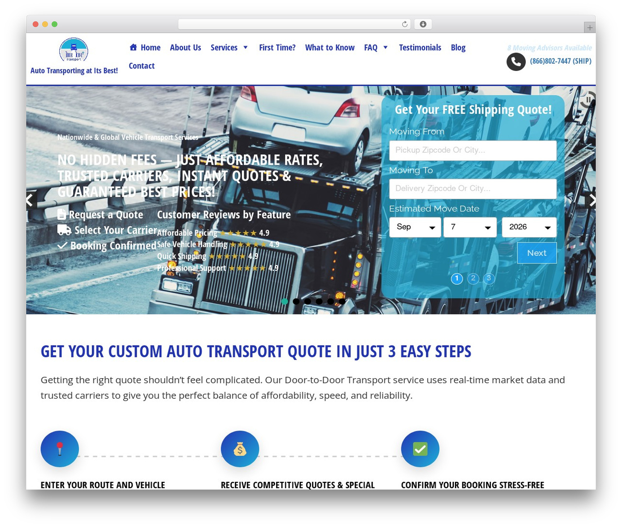 Bootstraped WordPress theme - doortodoortransport.com