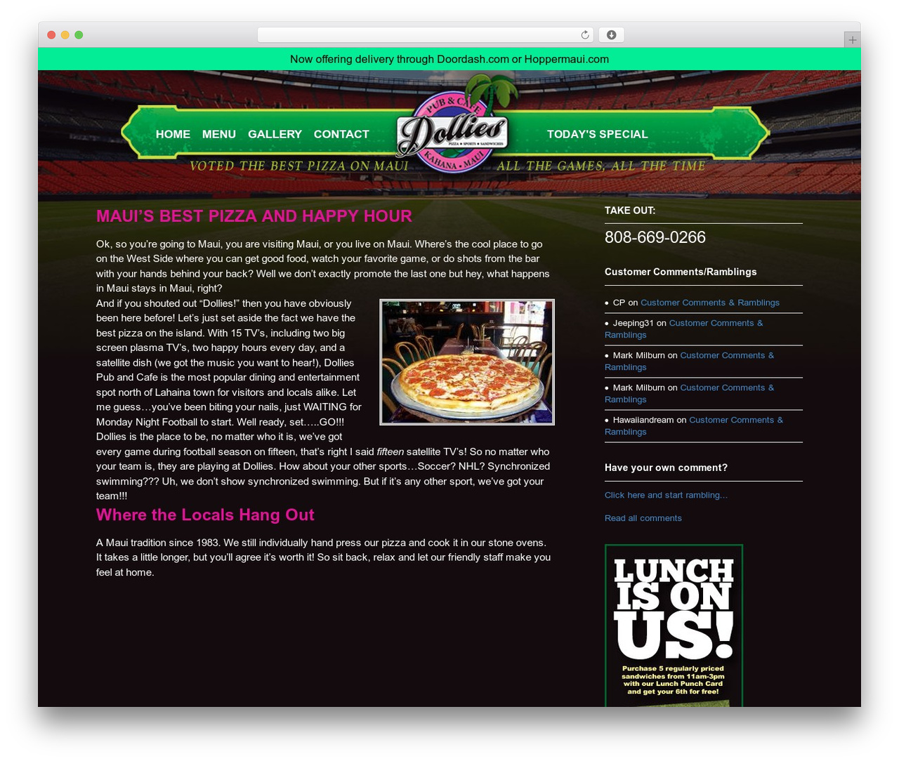 Canvas WordPress theme - dolliespizzakahana.com