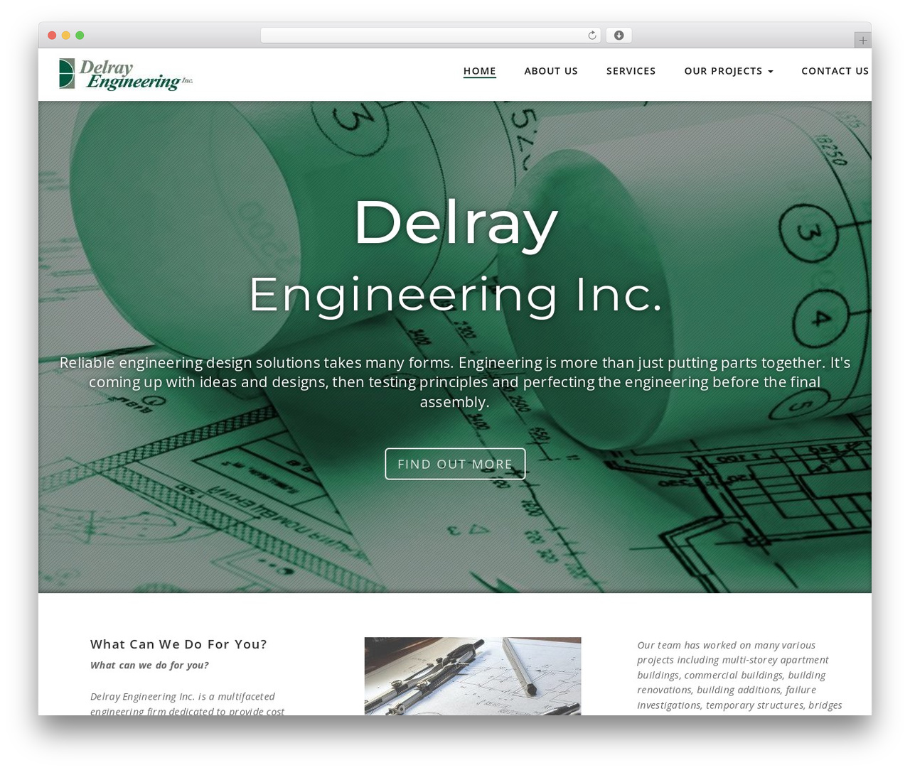Integral WordPress theme design - delrayengineering.ca