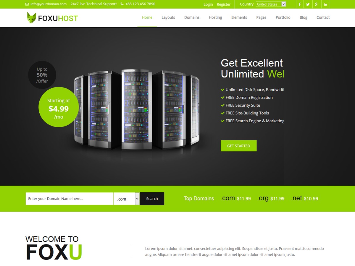 Foxuhost Hosting WordPress Theme best WordPress theme by ThemeSquared