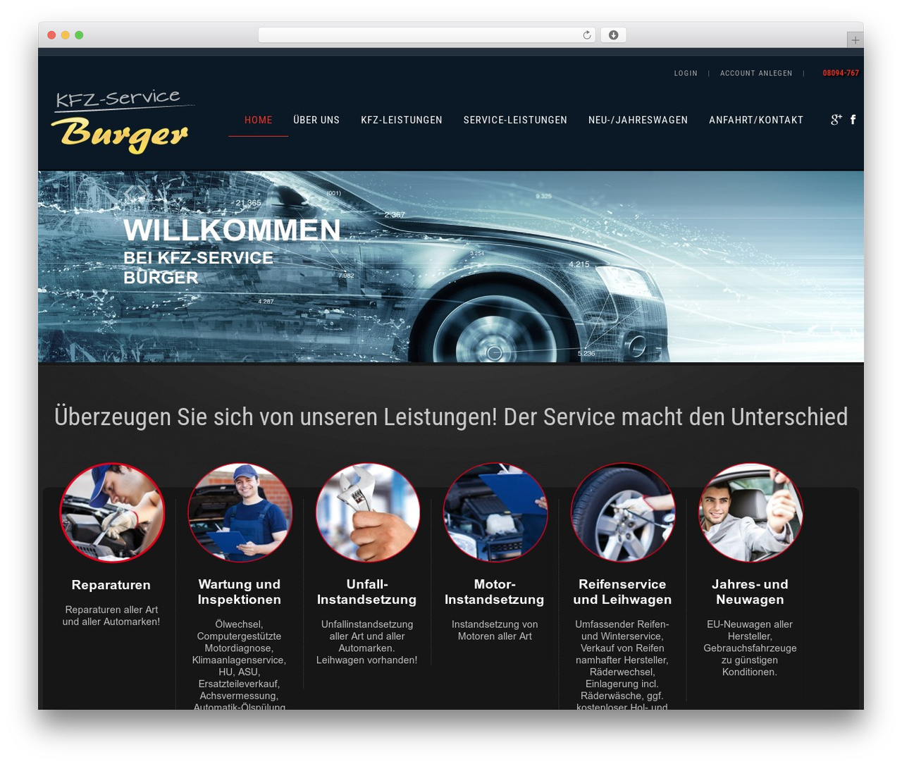 cherry WordPress theme - kfz-service-burger.de