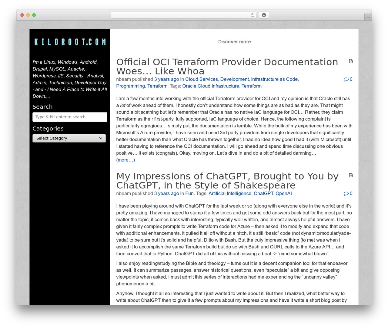 Lean WordPress theme - kiloroot.com