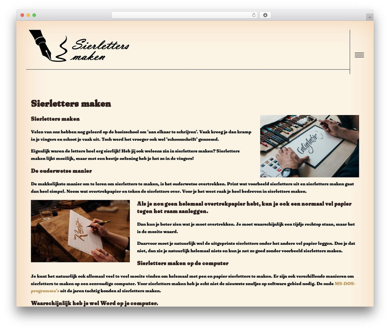 Visual Coffee free WP theme - sierlettersmaken.nl