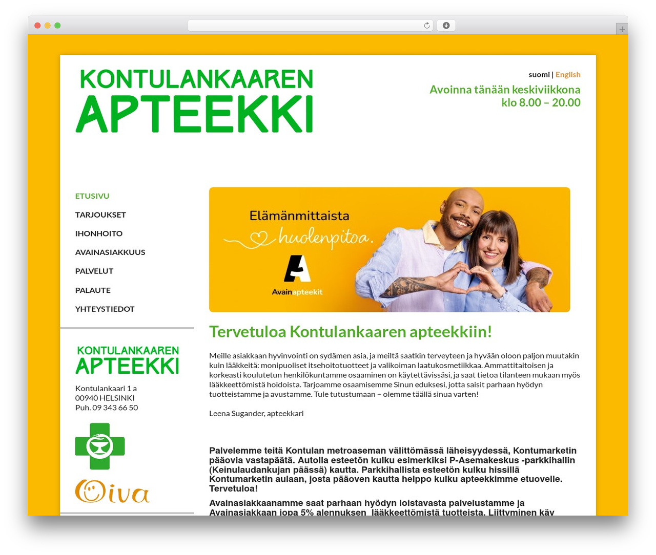 Primus Mini WordPress theme - kontulankaarenapteekki.fi Primus Mini WordPress theme - kontulankaarenapteekki.fi