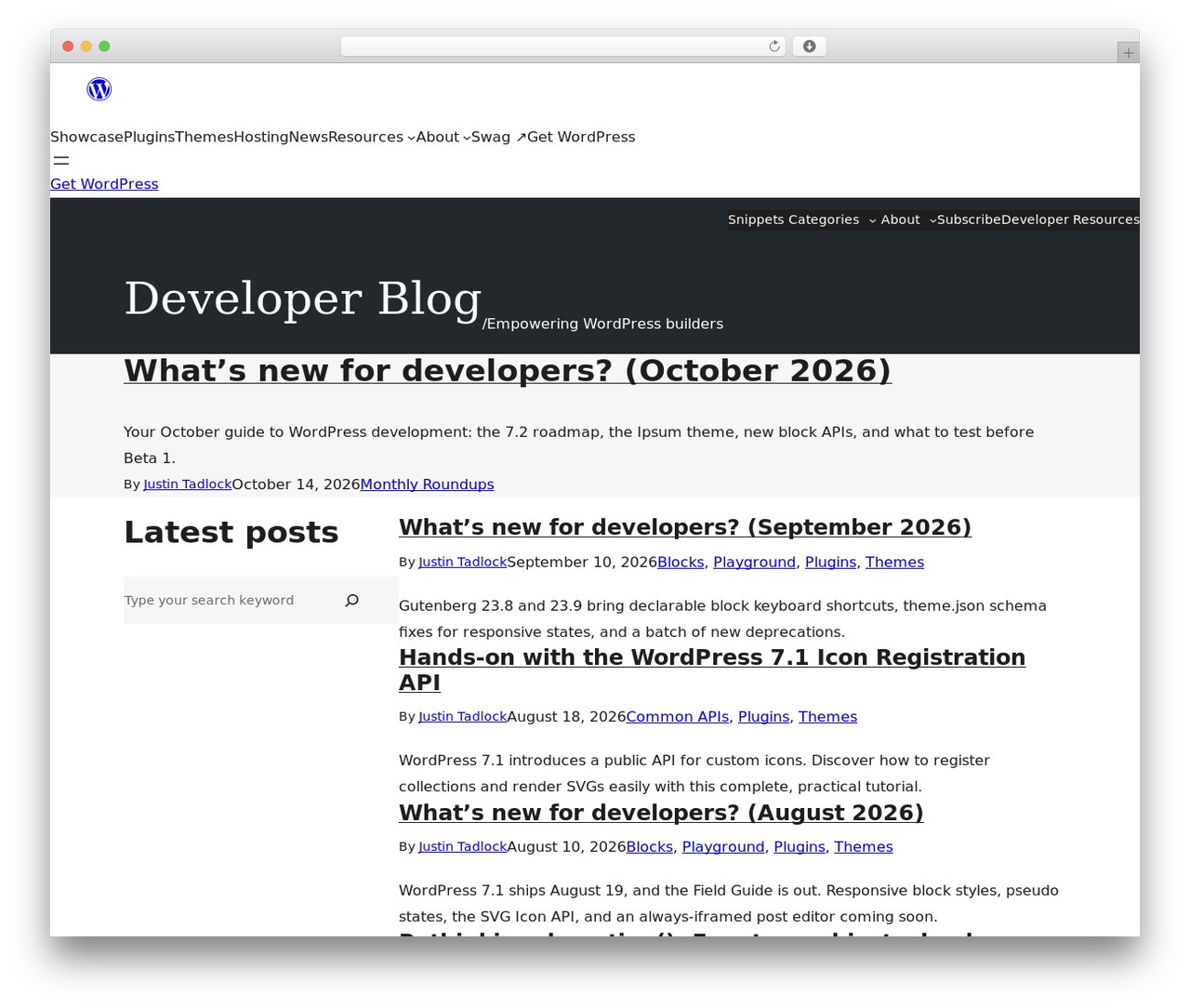 WordPress theme WordPress.org Parent Theme, 2021 edition - developer.wordpress.org/news