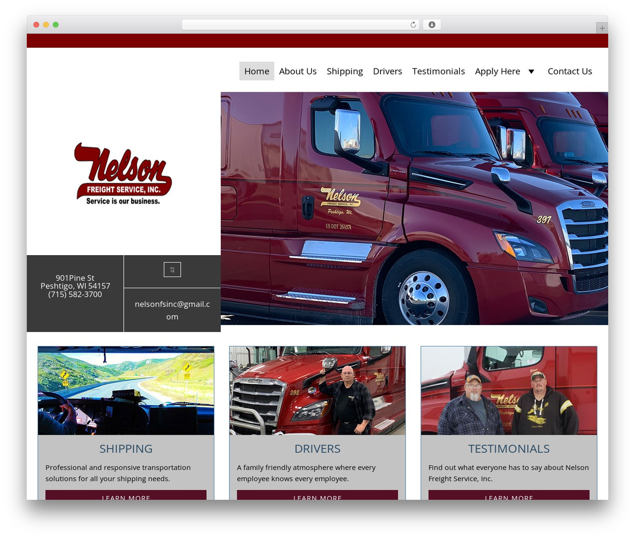 Nelson Freight Services WordPress page theme - nelsonfs.com