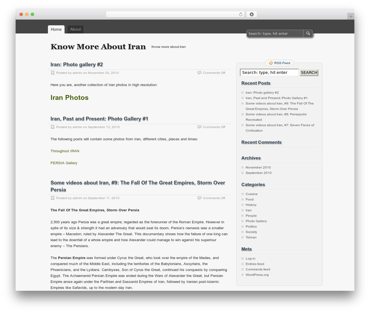 zBench WordPress theme - knowmoreaboutiran.com