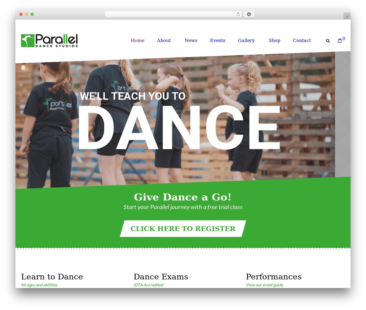 Dance Studio WordPress theme - paralleldance.co.uk
