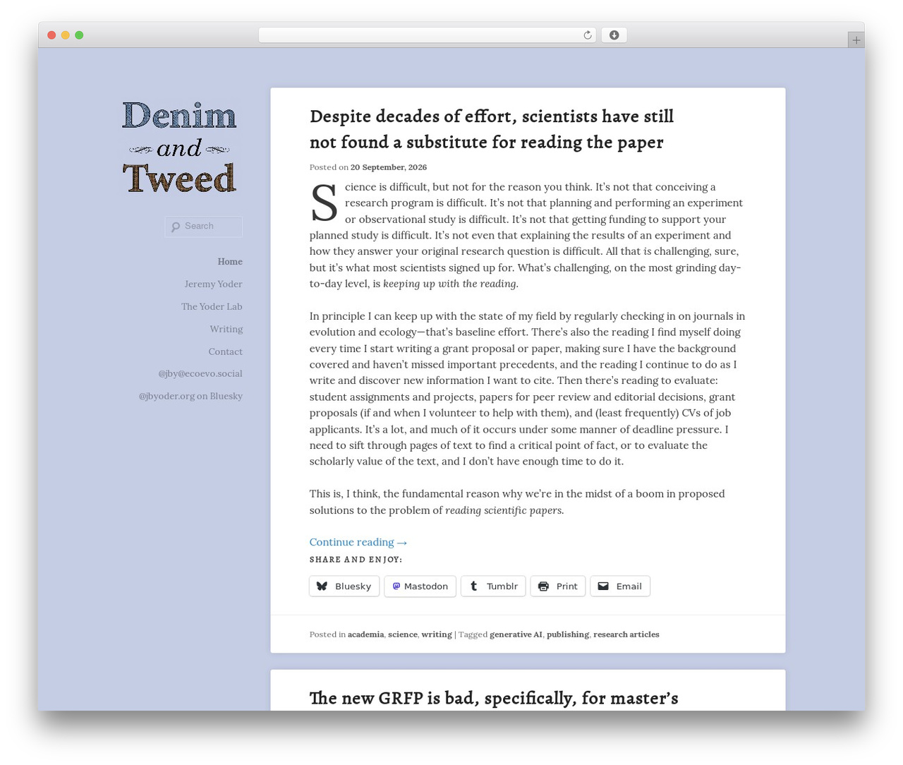 Theme WordPress Hum - denimandtweed.jbyoder.org