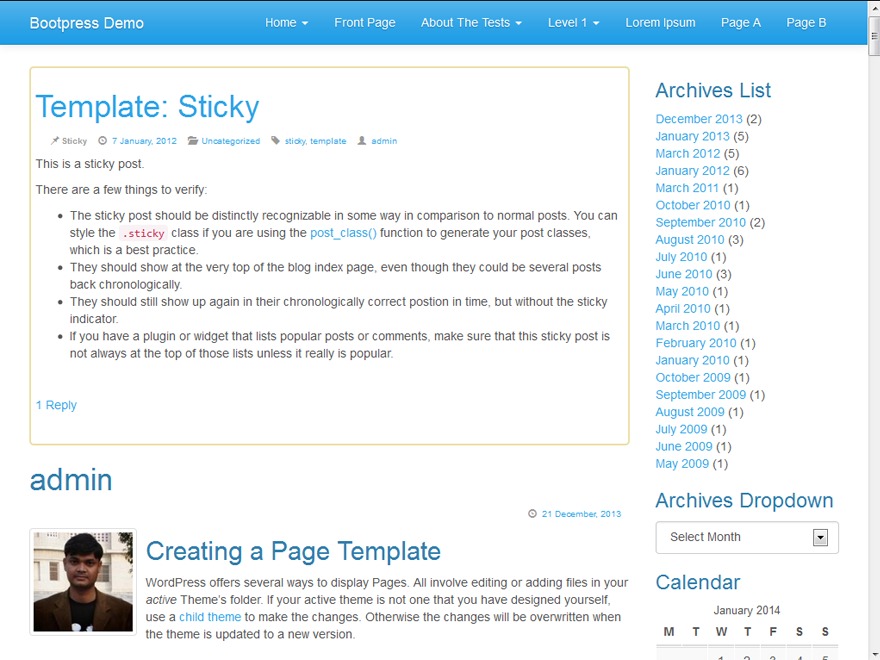 Bootpress WordPress theme