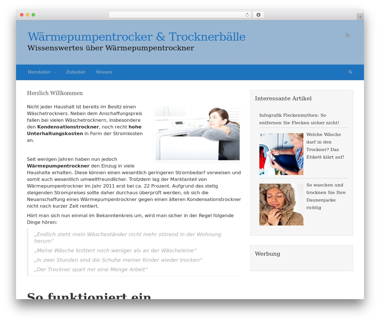 evolve WordPress website theme - waermepumpentrockner-test.com