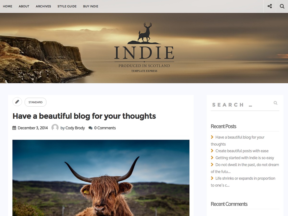 Indie WordPress blog theme