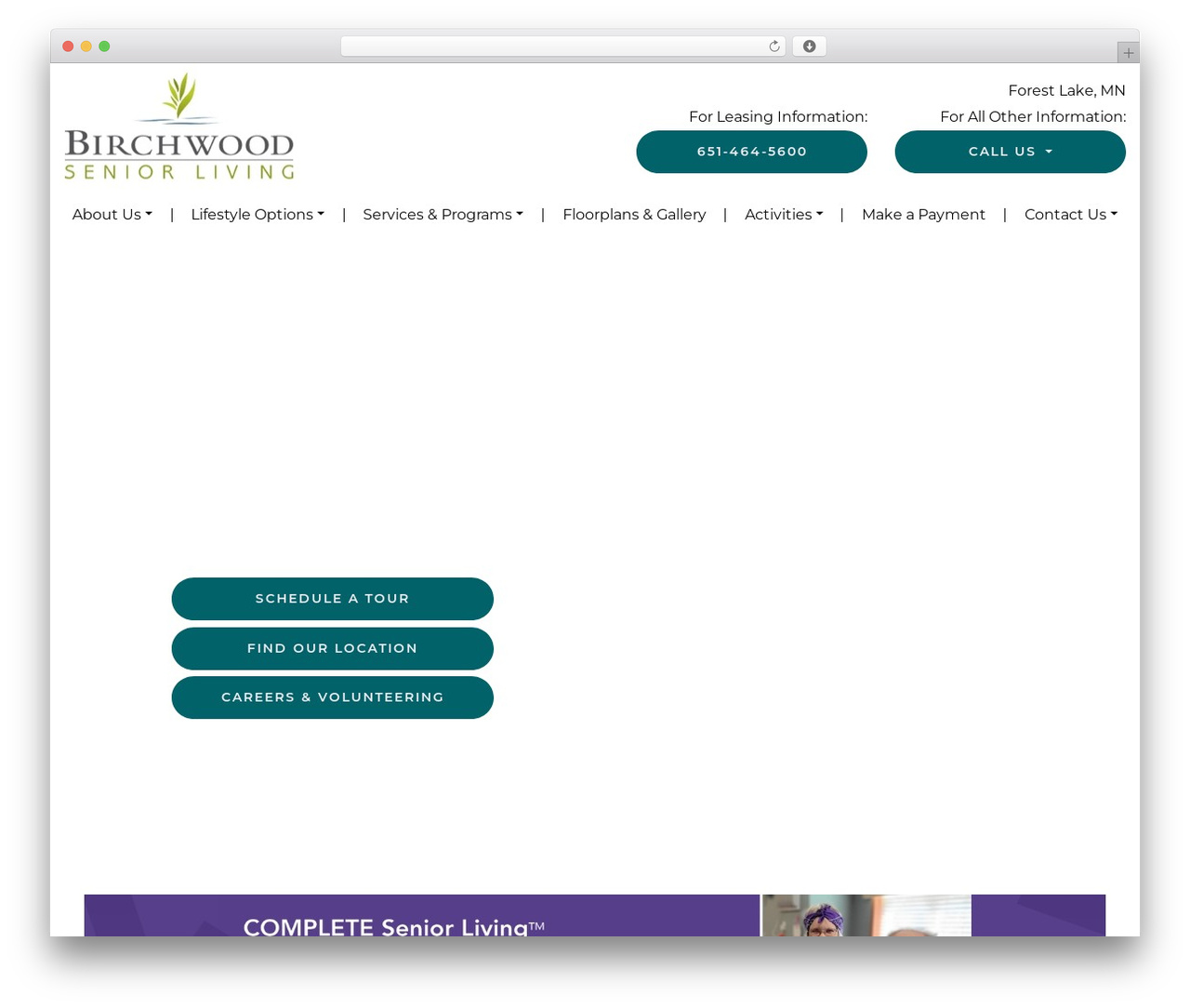 CustomStrap WordPress theme - birchwoodseniorliving.com