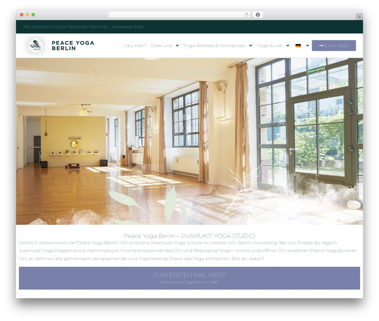 Hello Elementor theme WordPress - peaceyoga.de