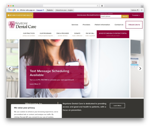 Genesis WordPress theme design - keystonehealth.org/keystonedentalcare
