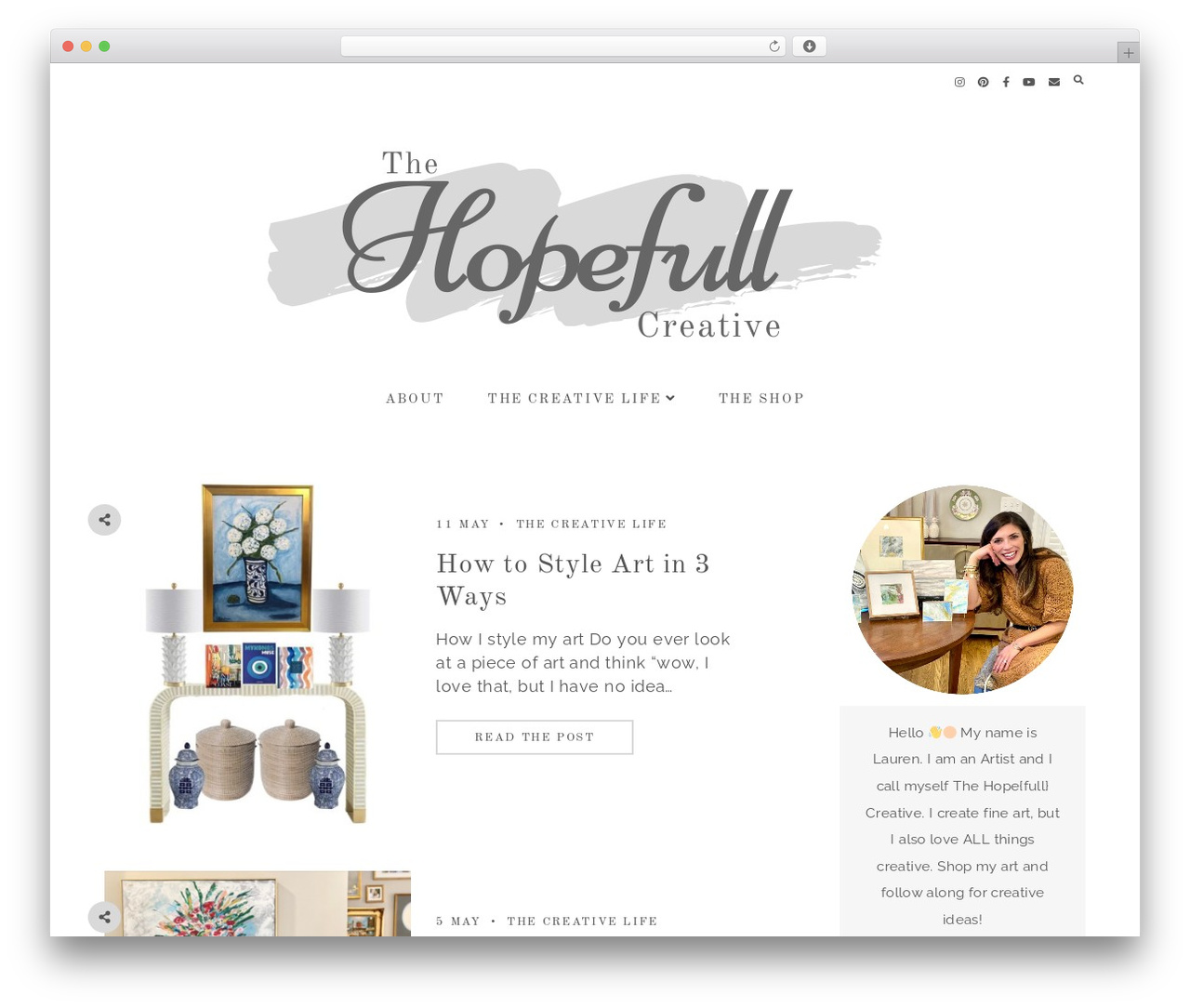 Hayes theme WordPress - thehopefullcreative.com