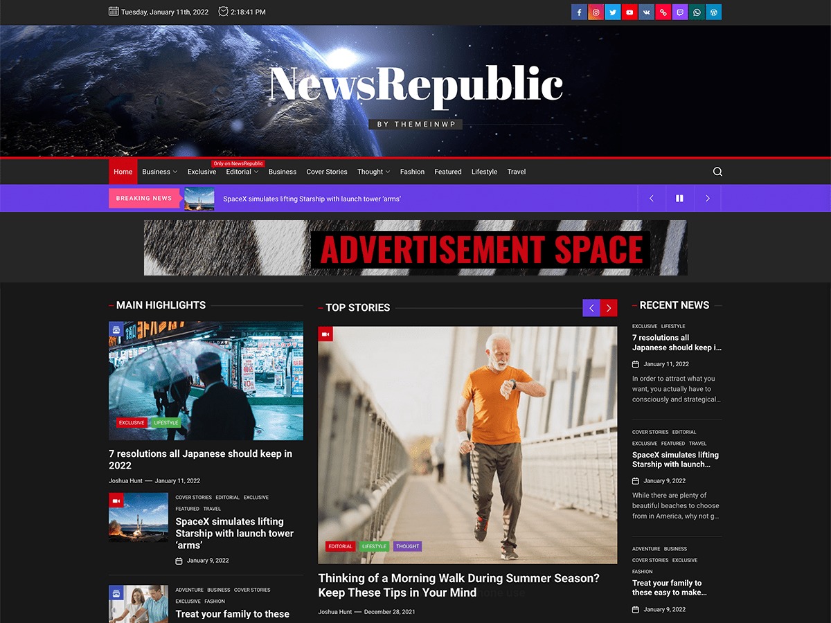 NewsRepublic WordPress magazine theme