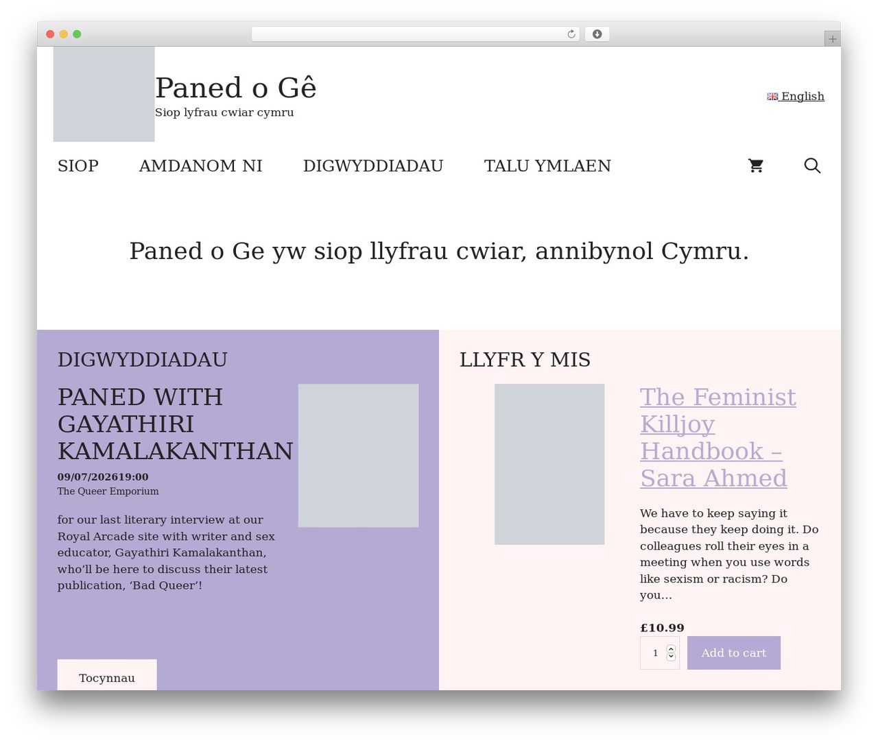 GeneratePress WordPress theme - paned-o-ge.cymru