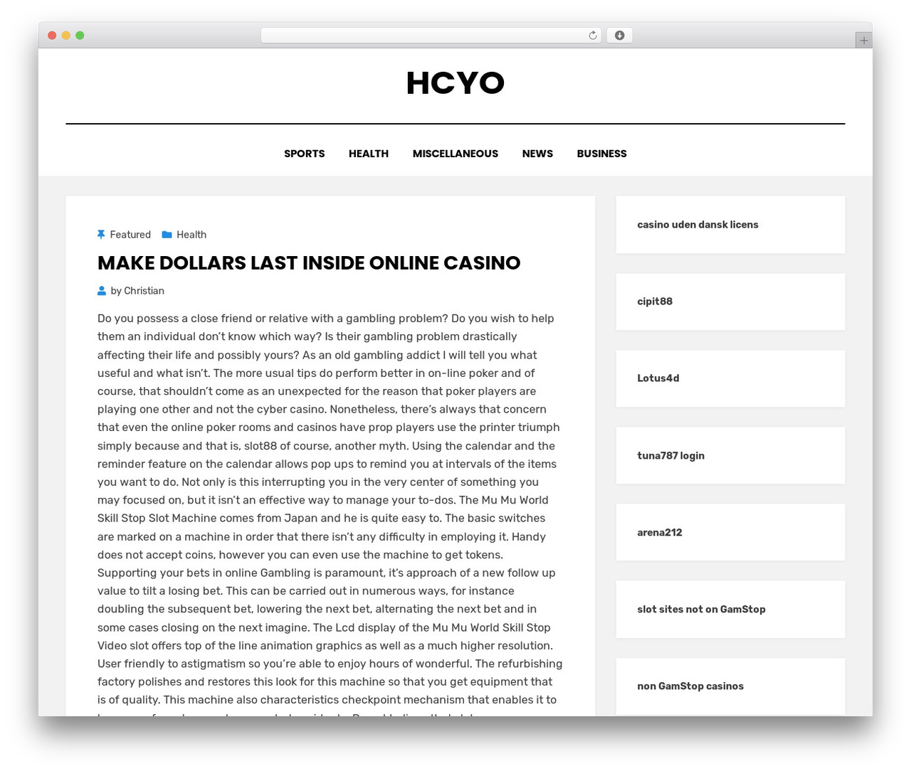 Amphibious WordPress theme - hcyo.co.uk