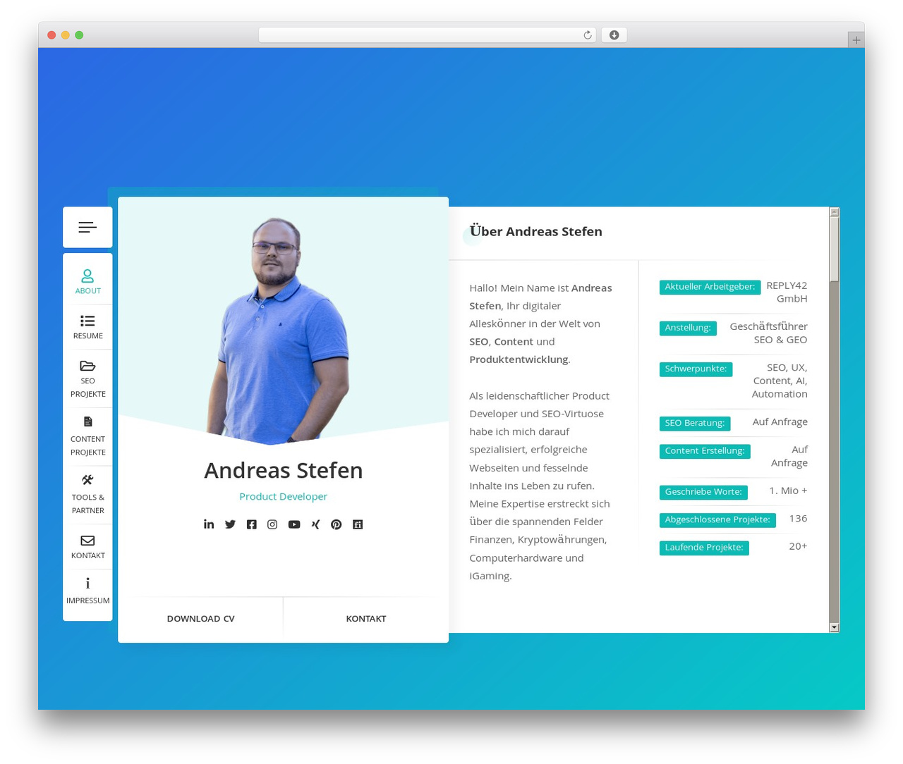 WordPress theme RyanCV - andreas-stefen.de