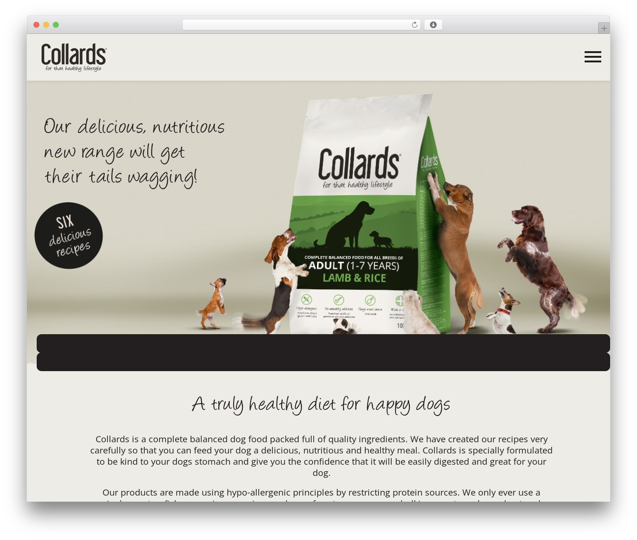 Collards WordPress theme - collardspetfood.co.uk