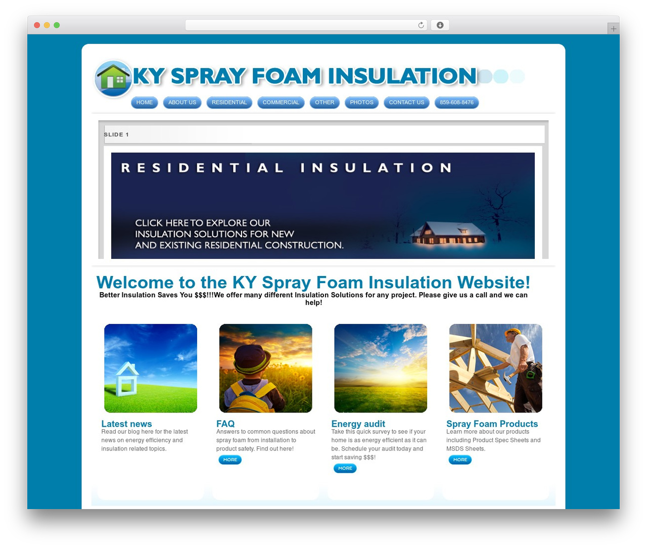 KY Spray Foam theme WordPress - kysprayfoaminsulation.com