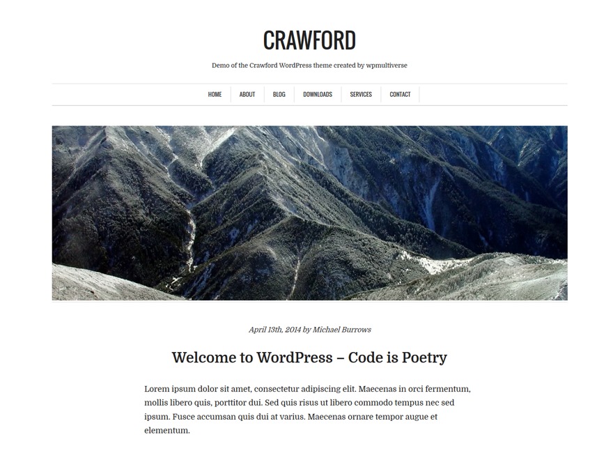 Crawford theme WordPress by Michael Burrows