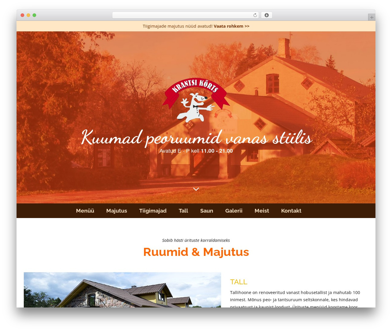 HotelEngineClassy WordPress hotel theme - krantsikorts.ee