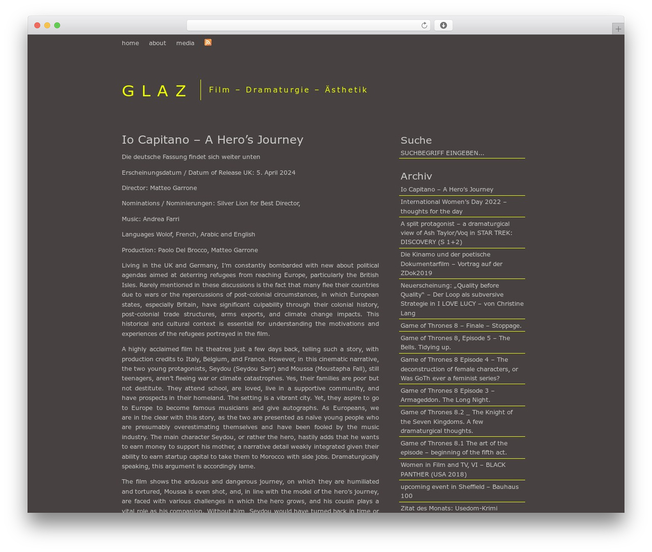 SimplicityDark WordPress theme design - kino-glaz.de