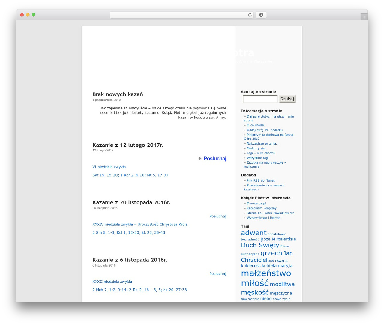 WordPress website theme WordPress Default - kazaniaksiedzapiotra.pl