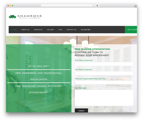 WordPress website theme constructo - shamrockshutters.com
