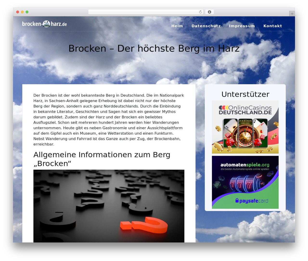 WordPress website theme Teczilla - brocken-harz.de